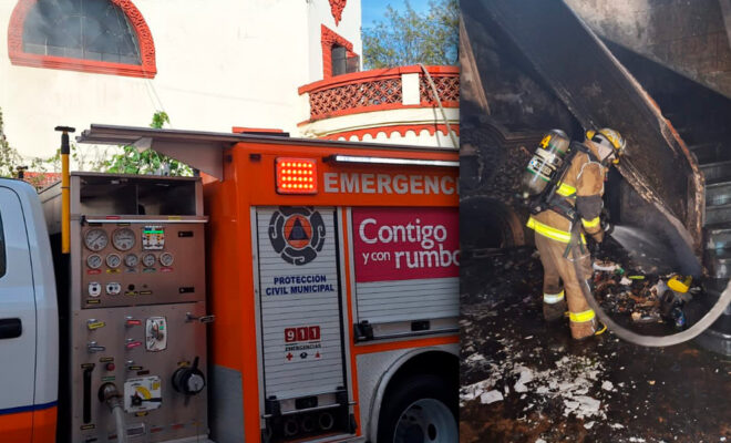 Se incendia casona en el Centro Histórico de Puebla