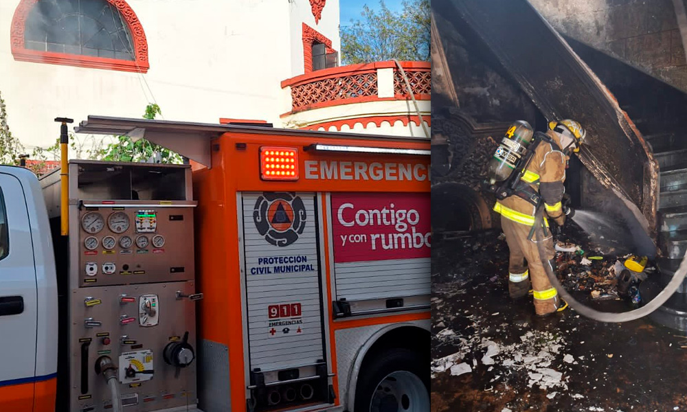 Se incendia casona en el Centro Histórico de Puebla